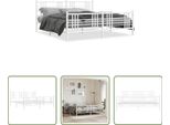 The Living Store Struttura Letto Con Testiera E Pediera In Metallo Bianco 200X200 Cm