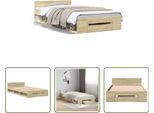 The Living Store Struttura Letto Con Cassetto Rovere Sonoma 90X200 Cm Materiale Legno