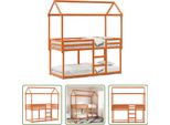 The Living Store Letto A Castello Con Tetto Marrone Cera 80X200 Cm In Legno Di Pino Massiccio