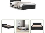 The Living Store Struttura Letto Con Cassetto Nero 75X190 Cm In Materiale Ligneo