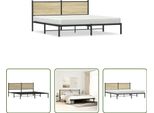 The Living Store Struttura Letto Con Testiera In Metallo Rovere Sonoma 160X200 Cm