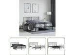 The Living Store Struttura Letto Con Testiera E Pediera In Metallo Nero 135X190 Cm