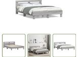 The Living Store Giroletto Con Testiera Grigio Sonoma 140X200 Cm In Materiale Ligneo