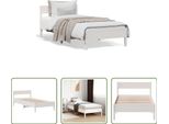 The Living Store Letto In Legno Massiccio Con Testiera Bianco 75X190 Cm Pino