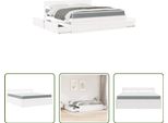 The Living Store Letto Con Cassetti E Materasso Bianco 180X200 Cm In Legno Massiccio