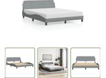The Living Store Struttura Letto Con Testiera In Tessuto Grigio Chiaro 160X200 Cm