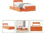 The Living Store Letto In Legno Massiccio Senza Materasso Cera Marrone 90X190 Cm Legno Di Pino