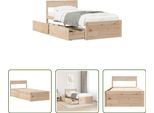 The Living Store Letto In Legno Massiccio Con Cassetti 90X200 Cm Pino