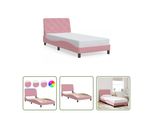 The Living Store Struttura Letto Con Luci Led Rosa 80X200 Cm Velluto