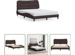 The Living Store Struttura Letto Con Testiera In Tessuto Marrone Scuro 140X200 Cm
