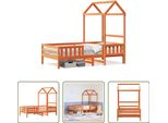 The Living Store Letto In Legno Massiccio Con Tetto A Cera Marrone 90X200 Cm Pino