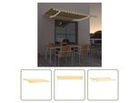 The Living Store Tenda A Scomparsa Manuale Con Led 450X300 Cm Giallo E Bianco