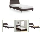 The Living Store Letto Con Materasso In Tessuto Marrone Scuro 100X200 Cm