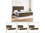 The Living Store Struttura Letto Con Testiera In Tessuto Marrone Scuro 160X200 Cm