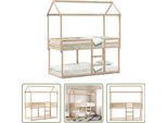 The Living Store Letto A Castello Con Tetto 80X200 Cm In Legno Di Pino Massiccio