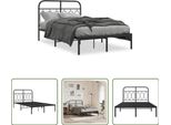 The Living Store Struttura Letto Con Testiera In Metallo Nero 120X200 Cm