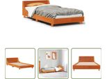 The Living Store Letto In Legno Massiccio Senza Materasso Cera Marrone 75X190 Cm Legno Di Pino