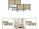 The Living Store Struttura Letto Con Testiera E Pediera In Metallo Rovere Sonoma 120X200Cm