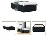 The Living Store Struttura Letto Nera 90X200 Cm In Materiale Ligneo
