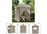 The Living Store Tenda Per Feste Pieghevole Pop-Up Con 4 Pannelli Laterali Taupe