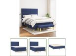 The Living Store Letto A Molle Con Materasso Blu 140X190 Cm In Tessuto
