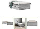 The Living Store Rete Da Letto Grey Sonoma 75X190 Cm Materiale A Base Di Legno E Metallo