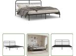 The Living Store Struttura Letto Con Testiera In Metallo Nero 193X203 Cm