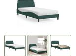 The Living Store Letto Con Materasso In Velluto Verde Scuro 100X200 Cm