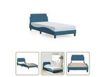 The Living Store Struttura Letto Con Testiera Blu 90X190 Cm In Velluto