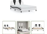 The Living Store Struttura Letto Con Testiera Bianca E Nera 140X200 Cm In Ecopelle