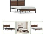 The Living Store Struttura Letto Con Testiera In Metallo Effetto Rovere Marrone 120X200 Cm