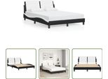 The Living Store Struttura Letto Con Testiera Bianca E Nera 140X200 Cm In Ecopelle