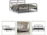 The Living Store Struttura Letto Con Testiera E Pediera In Metallo Nero 183X213 Cm