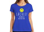 Smile You Can't Kill Them All Black Humour Smiley Ladies T-Shirt, Blu, S