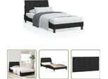 The Living Store Letto Con Materasso Nero 100X200 Cm In Velluto