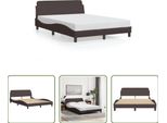 The Living Store Struttura Letto Con Testiera In Tessuto Marrone Scuro 140X200 Cm