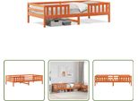 The Living Store Letto In Legno Massiccio Senza Materasso Cera Marrone 100X200 Legno Di Pino