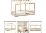 The Living Store Lettino Per Bambini Con Tetto 90X200 Cm In Legno Di Pino Massiccio