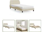 The Living Store Letto Con Materasso Crema 100X200 Cm In Tessuto