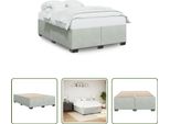 The Living Store Struttura Letto Grigio Chiaro 140X190 Cm In Velluto