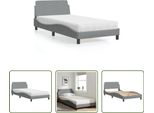 The Living Store Letto Con Materasso In Tessuto Grigio Chiaro 100X200 Cm