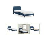 The Living Store Letto Con Materasso Blu 90X200 Cm In Tessuto