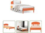 The Living Store Letto In Legno Massiccio Con Testiera Marrone Cera 100X200 Cm Pino