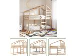 The Living Store Letto A Castello Con Tetto 80X200 Cm In Legno Di Pino Massiccio