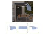 The Living Store Tenda Da Sole Manuale A Scomparsa Con Tenda A Rullo E Led 4,5X3 M Blu E Bianca