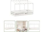 The Living Store Culla Con Tetto Bianco 100X200 Cm In Legno Di Pino Massiccio