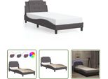 The Living Store Struttura Letto Con Led Grigio 90X200 Cm In Ecopelle