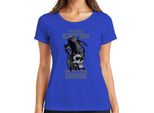 Tanti Idioti E Una Sola Falce Reaper Statement Gothic Humour Ladies T-Shirt, Blu, S