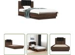 The Living Store Struttura Letto Con Testiera In Rovere Marrone 90X200 Cm