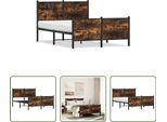 The Living Store Struttura Letto Con Testiera E Pediera In Metallo Rovere Fumé 120X190Cm